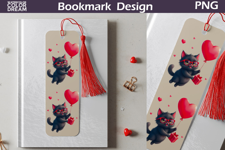 Valentine Bookmark | Cat Valentines Day Heart Bookmark