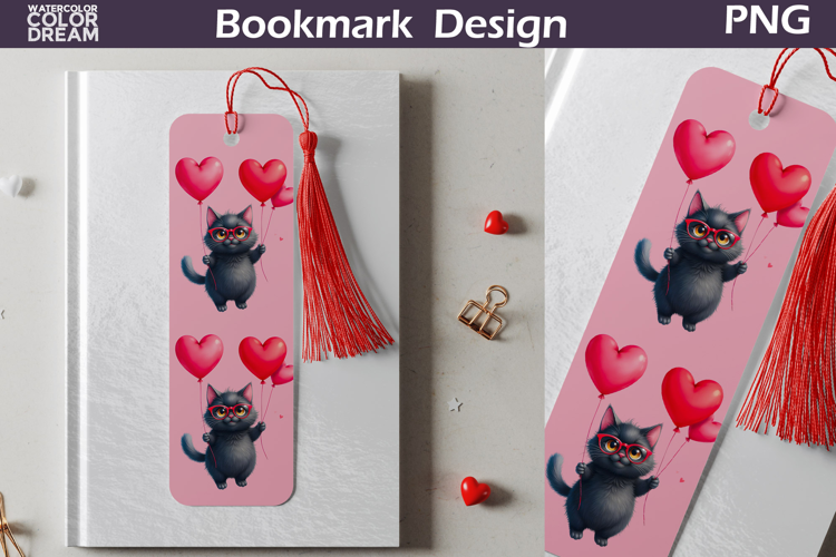 Valentine Bookmark | Cat Valentines Day Heart Bookmark