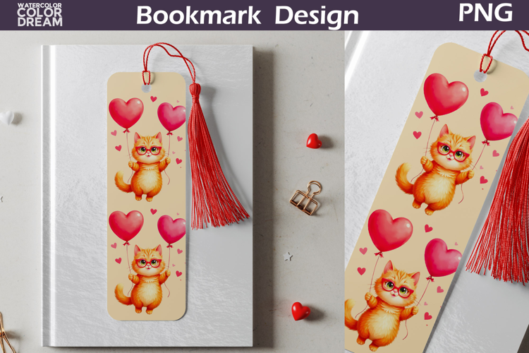 Valentine Bookmark | Cat Valentines Day Heart Bookmark
