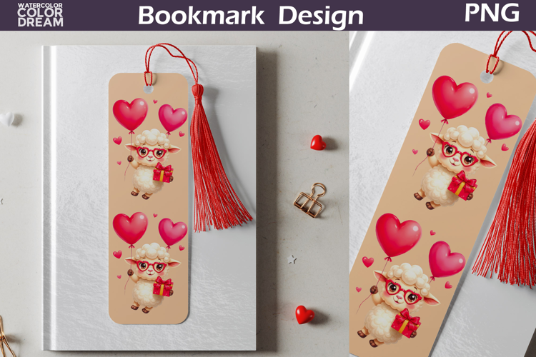 Valentine Bookmark | Sheep Valentines Day Heart Bookmark