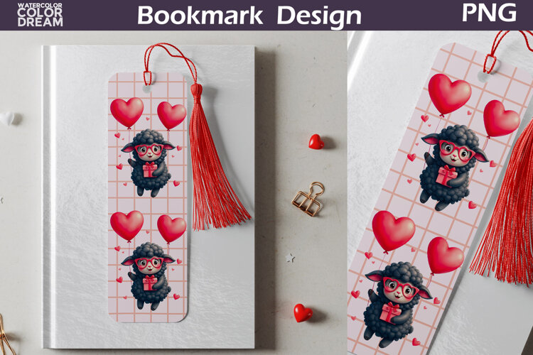 Valentine Bookmark | Sheep Valentines Day Heart Bookmark example image 1