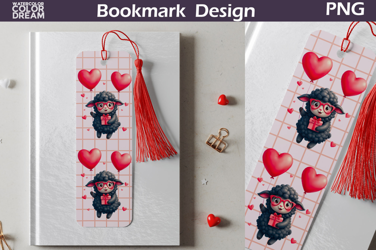 Valentine Bookmark | Sheep Valentines Day Heart Bookmark