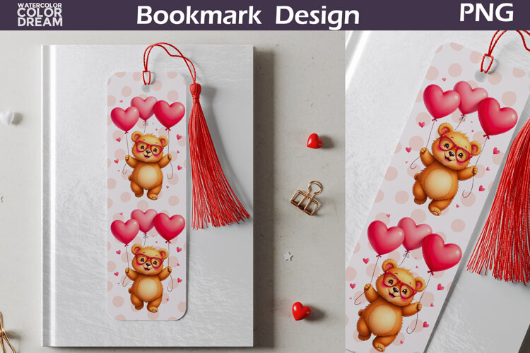 Valentine Bookmark | Bear Valentines Day Heart Bookmark example image 1
