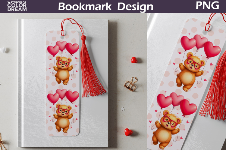Valentine Bookmark | Bear Valentines Day Heart Bookmark