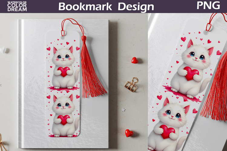 Valentine Bookmark | Cat Valentines Day Heart Bookmark