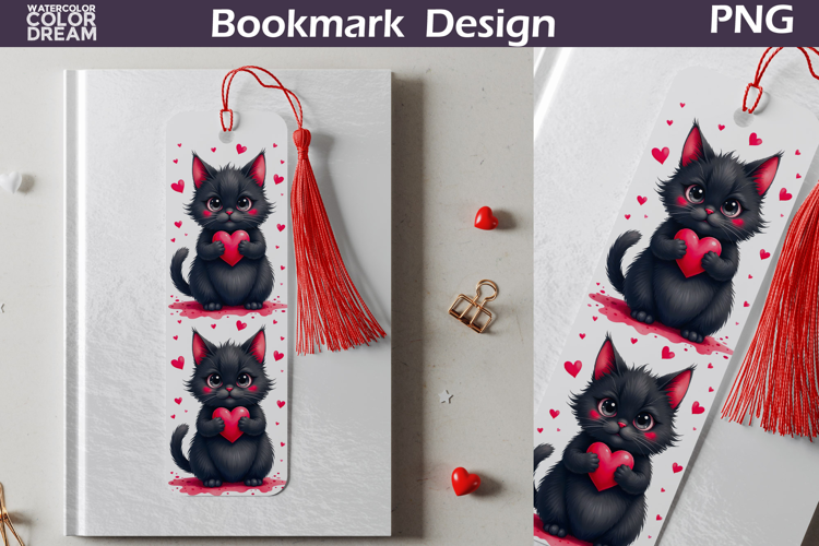 Valentine Bookmark | Cat Valentines Day Heart Bookmark