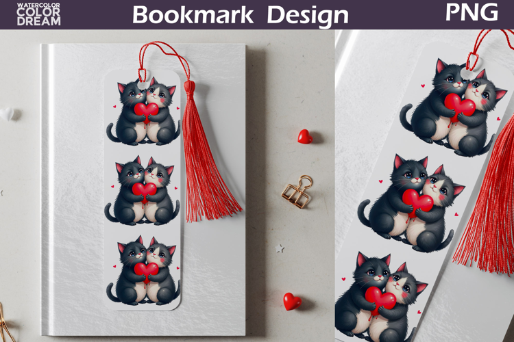 Valentine Bookmark | Cat Valentines Day Heart Bookmark