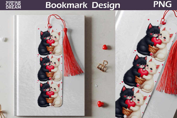 Valentine Bookmark | Cat Valentines Day Heart Bookmark