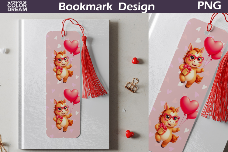 Valentine Bookmark | Horse Valentines Day Heart Bookmark