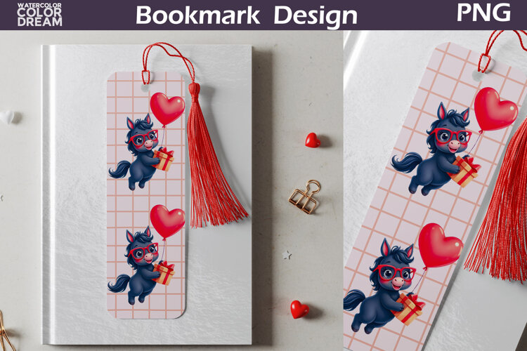 Valentine Bookmark | Horse Valentines Day Heart Bookmark example image 1