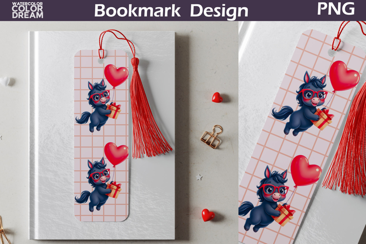 Valentine Bookmark | Horse Valentines Day Heart Bookmark
