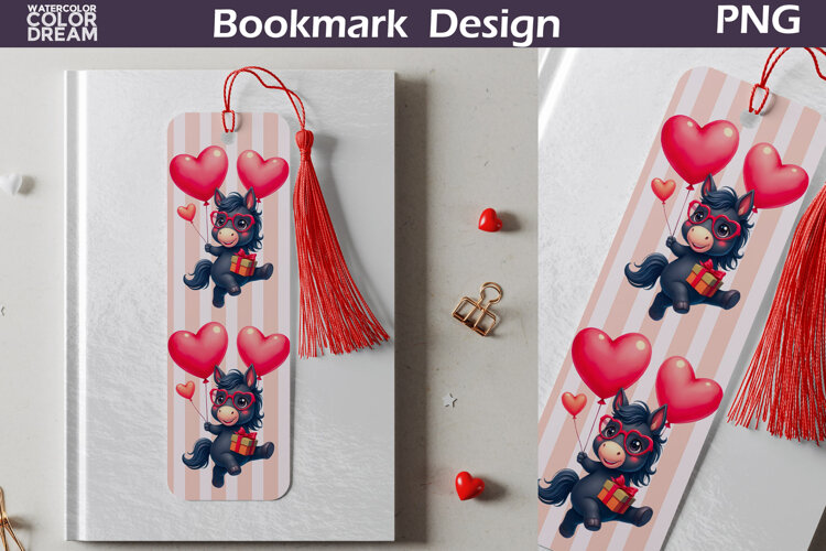 Valentine Bookmark | Horse Valentines Day Heart Bookmark example image 1