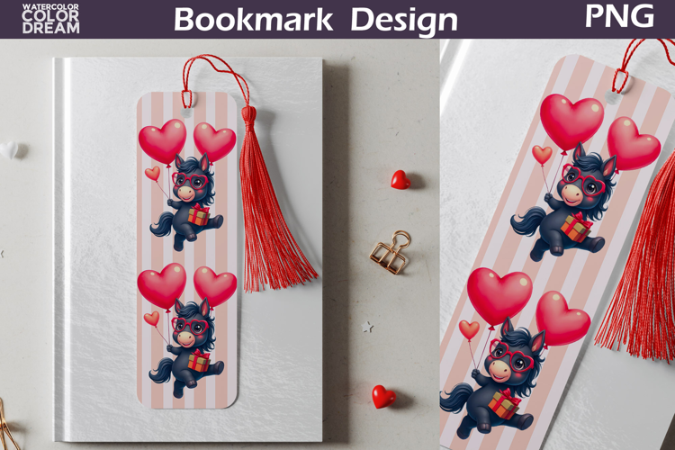 Valentine Bookmark | Horse Valentines Day Heart Bookmark
