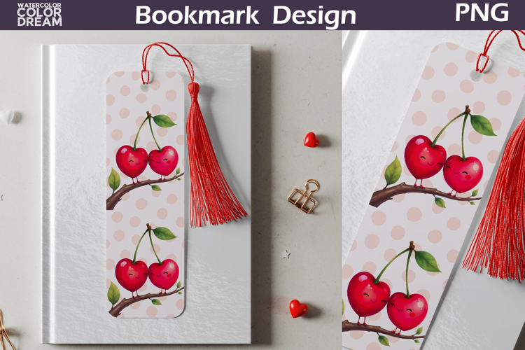 Valentine Bookmark | Cherry Valentines Day Heart Bookmark