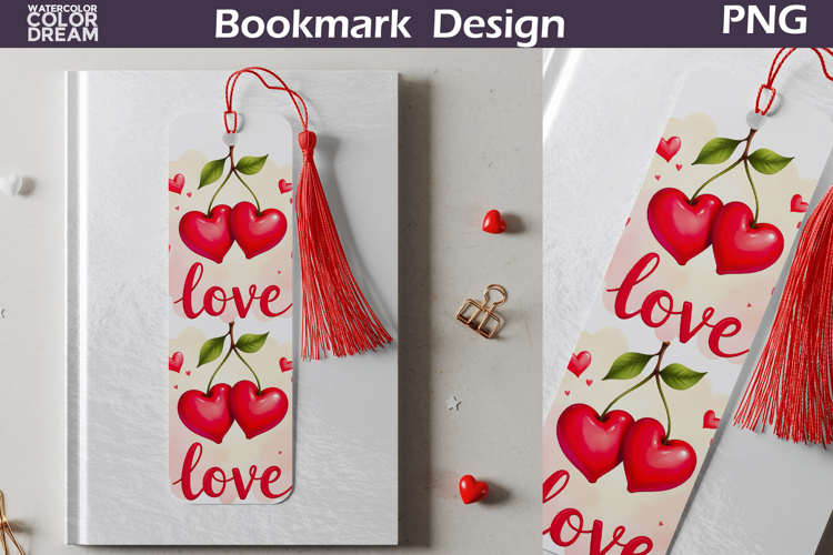 Valentine Bookmark | Cherry Valentines Day Heart Bookmark