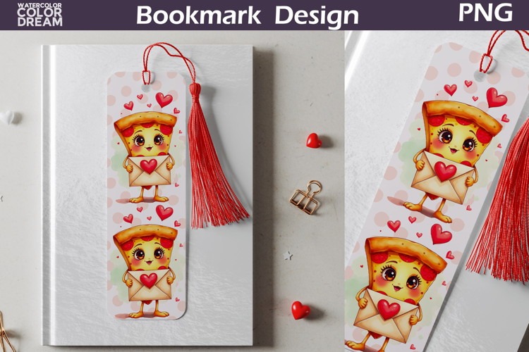 Valentine Bookmark | Pizza Valentines Day Heart Bookmark