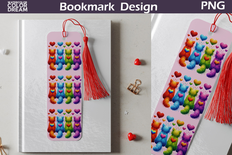 Valentine Bookmark | Cat Valentines Day Heart Bookmark