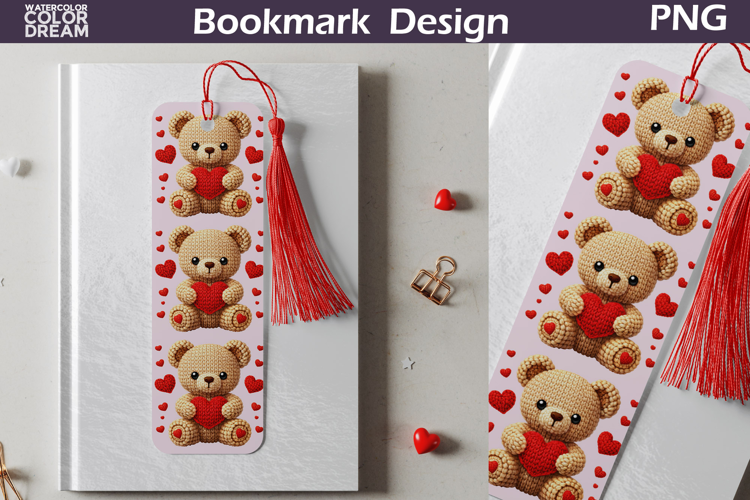 Valentine Bookmark | Bear Valentines Day Heart Bookmark