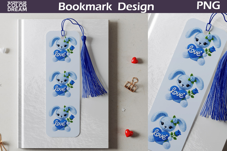 Valentine Bookmark | Bunny Valentines Day Heart Bookmark