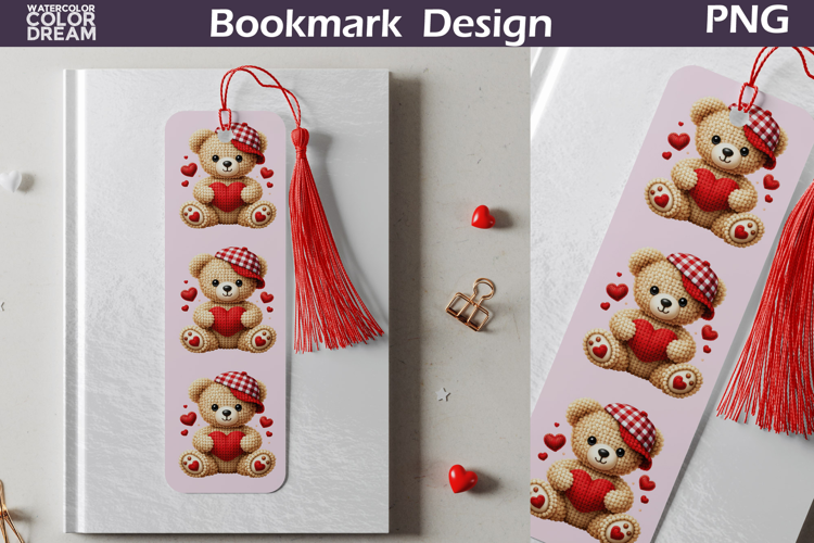 Valentine Bookmark | Bear Valentines Day Heart Bookmark