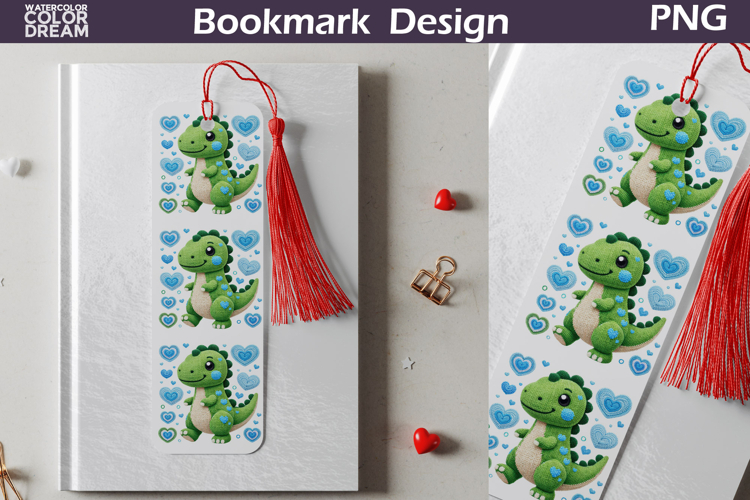 Valentine Bookmark | Dinosaur Valentines Day Heart Bookmark