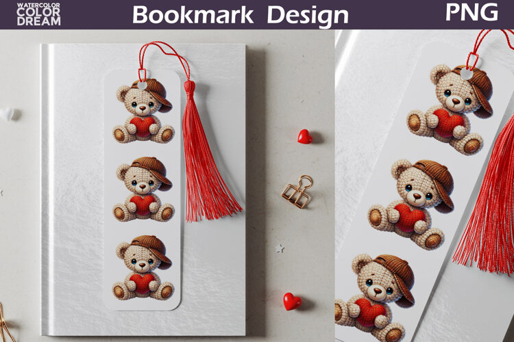 Valentine Bookmark | Bear Valentines Day Heart Bookmark example image 1
