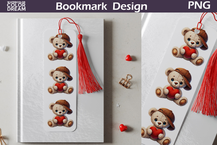 Valentine Bookmark | Bear Valentines Day Heart Bookmark