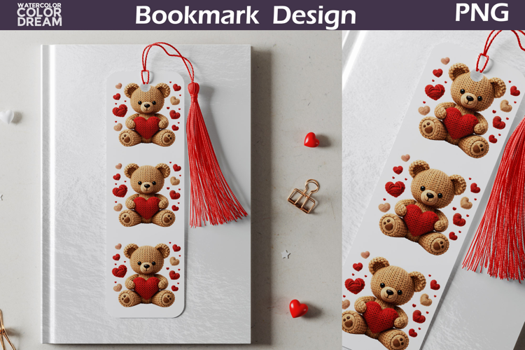 Valentine Bookmark | Bear Valentines Day Heart Bookmark