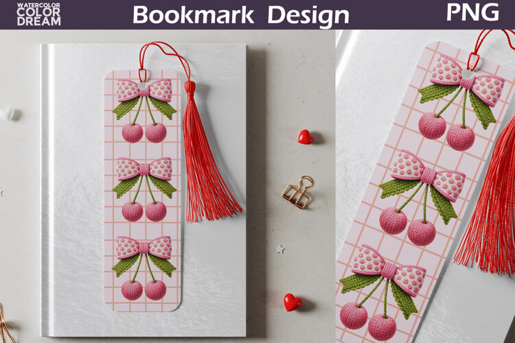 Valentine Bookmark | Cherry Valentines Day Heart Bookmark example image 1