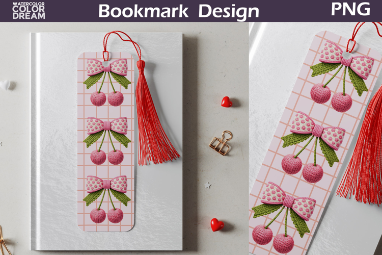 Valentine Bookmark | Cherry Valentines Day Heart Bookmark