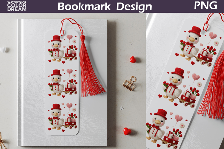 Valentine Bookmark | Goose Valentines Day Heart Bookmark