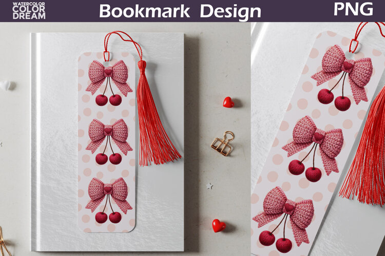 Valentine Bookmark | Cherry Valentines Day Heart Bookmark example image 1
