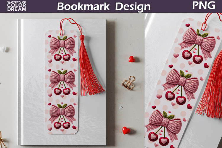 Valentine Bookmark | Cherry Valentines Day Heart Bookmark