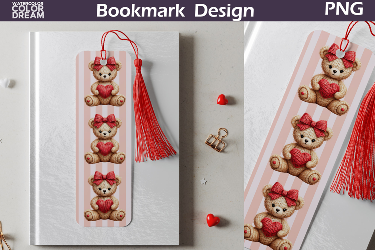 Valentine Bookmark | Bear Valentines Day Heart Bookmark