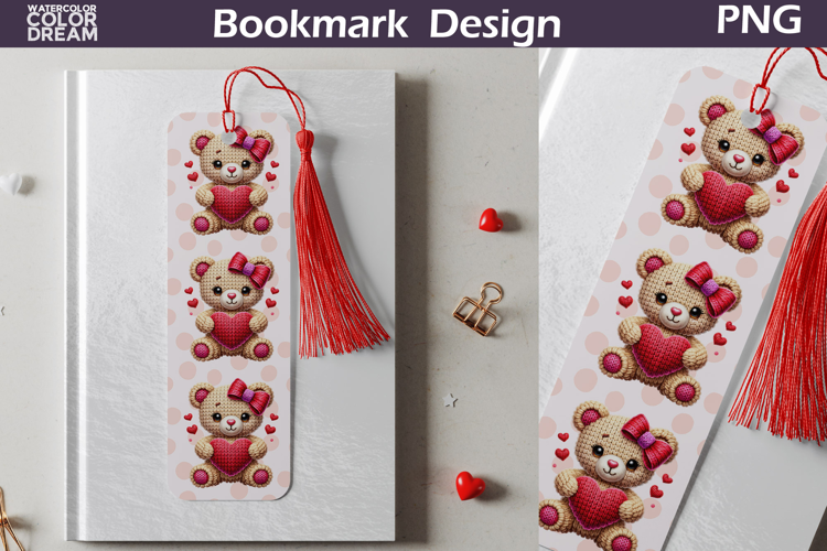 Valentine Bookmark | Bear Valentines Day Heart Bookmark