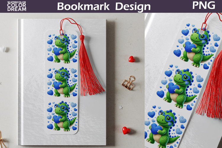 Valentine Bookmark | Dinosaur Valentines Day Heart Bookmark