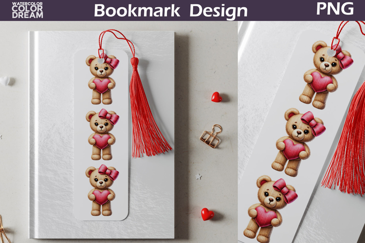Valentine Bookmark | Bear Valentines Day Heart Bookmark