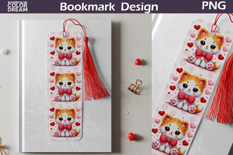 Valentine Bookmark | Cat Valentines Day Heart Bookmark