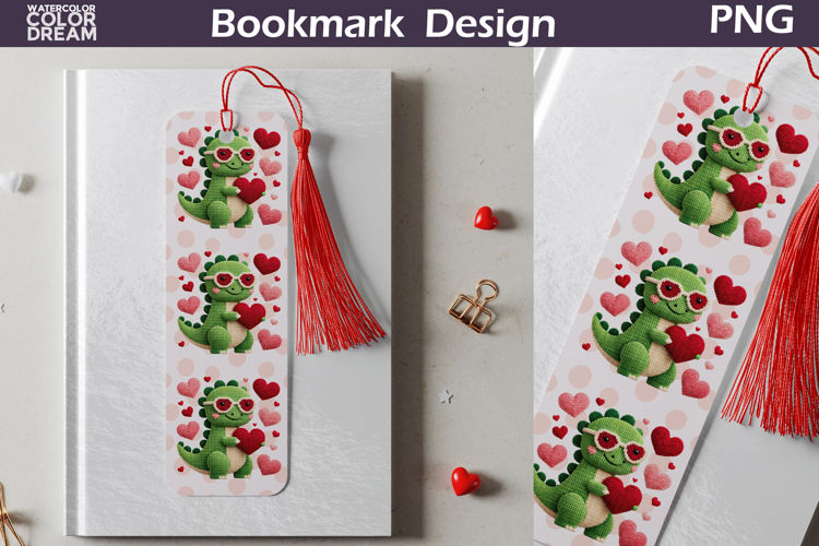 Valentine Bookmark | Dinosaur Valentines Day Heart Bookmark