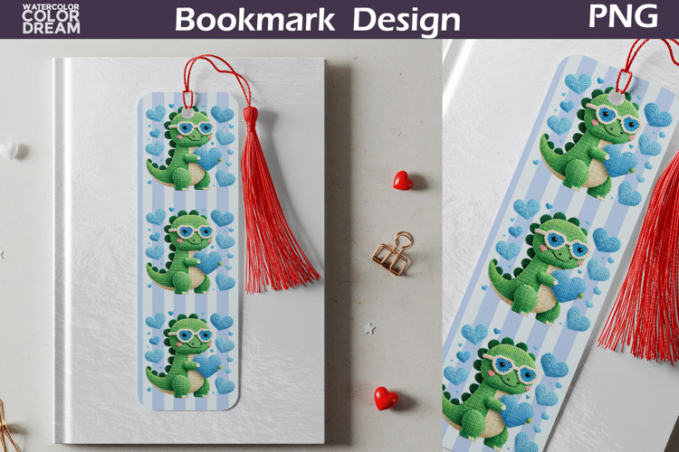 Valentine Bookmark | Dinosaur Valentines Day Heart Bookmark
