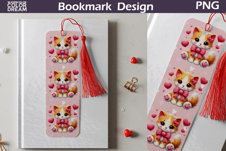 Valentine Bookmark | Cat Valentines Day Heart Bookmark