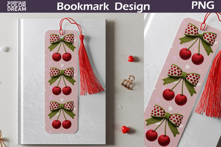 Valentine Bookmark | Cherry Valentines Day Heart Bookmark