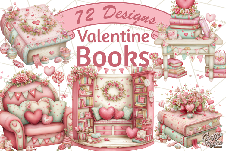 Valentine Book Clipart PNG, Whimsical Reading
