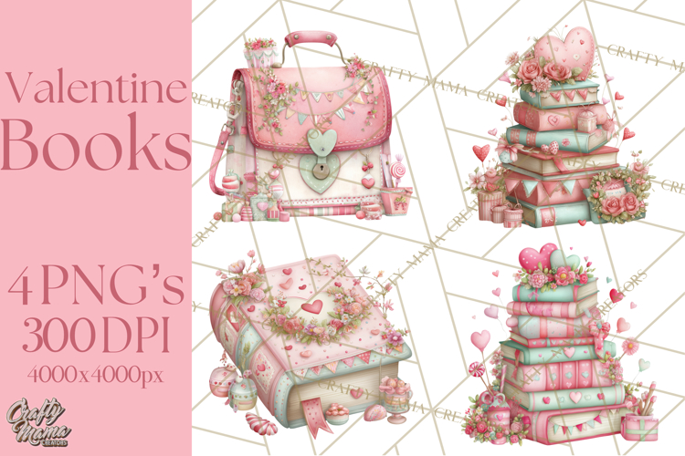 Valentine Book Clipart PNG, Whimsical Reading