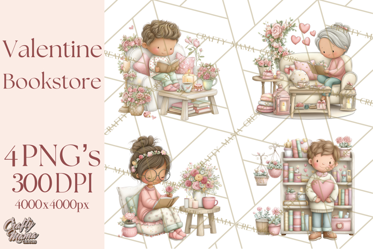 Valentine Bookstore Clipart PNG Cute Library Romance