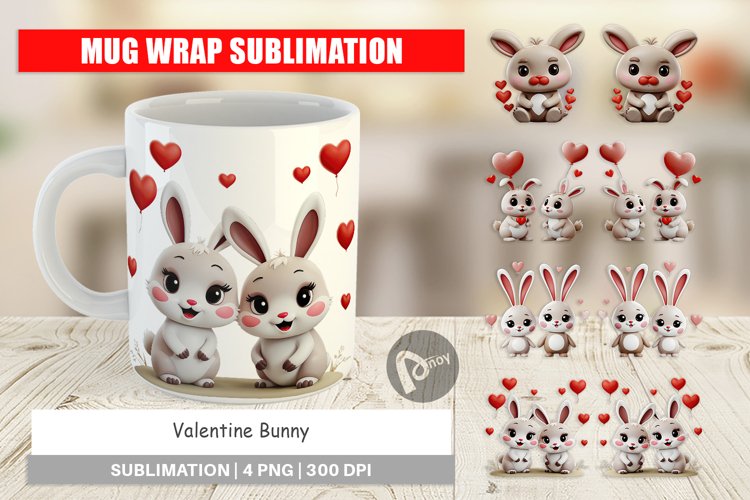 Mug Wrap Design Valentine Bunny