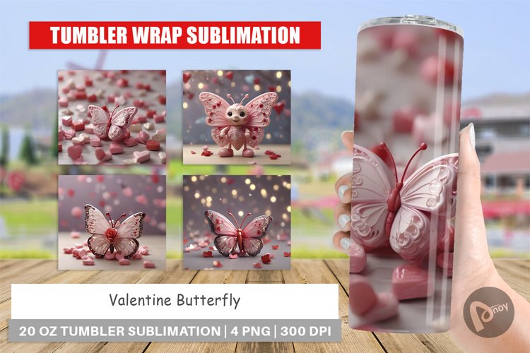 Tumbler Sublimation Wrap Valentine Butterfly