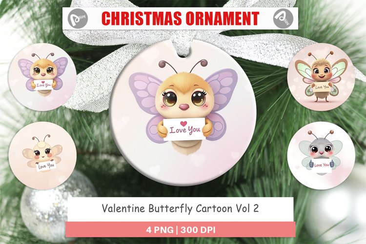 Christmas Ornaments Valentine Butterfly Cartoon