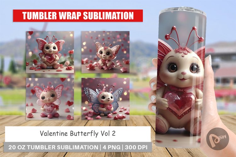 Tumbler Sublimation Wrap Valentine Butterfly