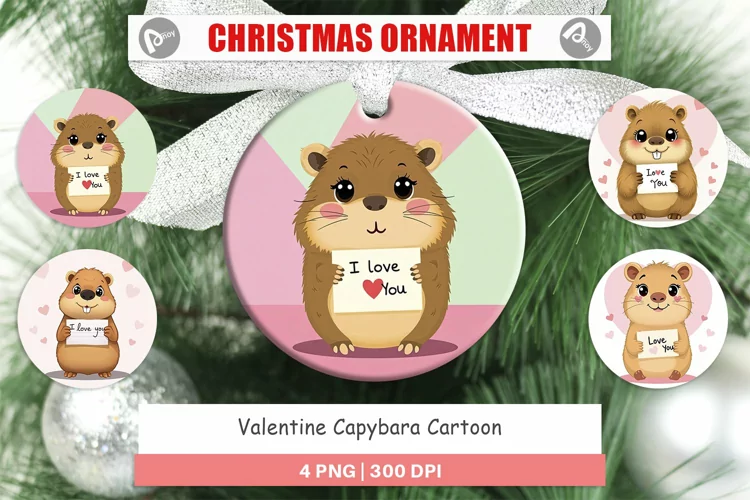 Christmas Ornaments Valentine Capybara Cartoon